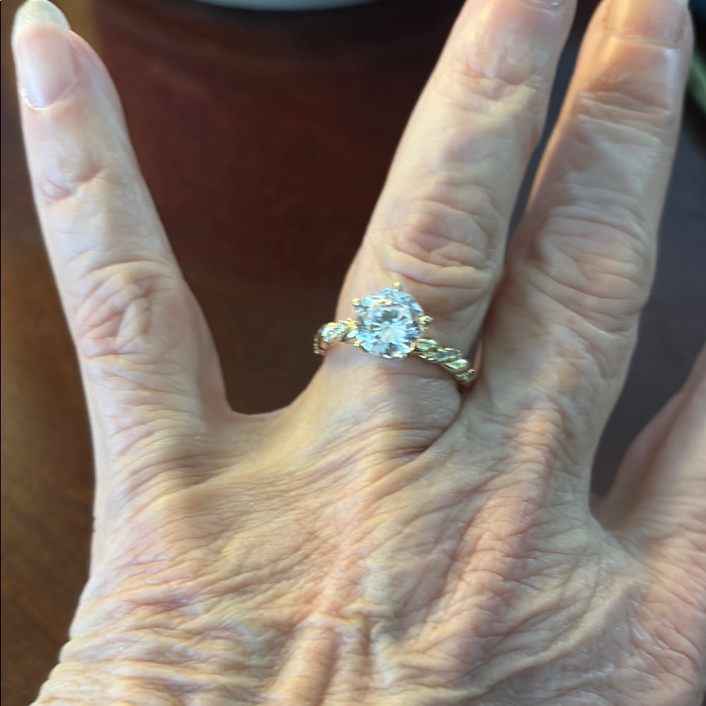 QVC Gold and White Ring with Elegant Design